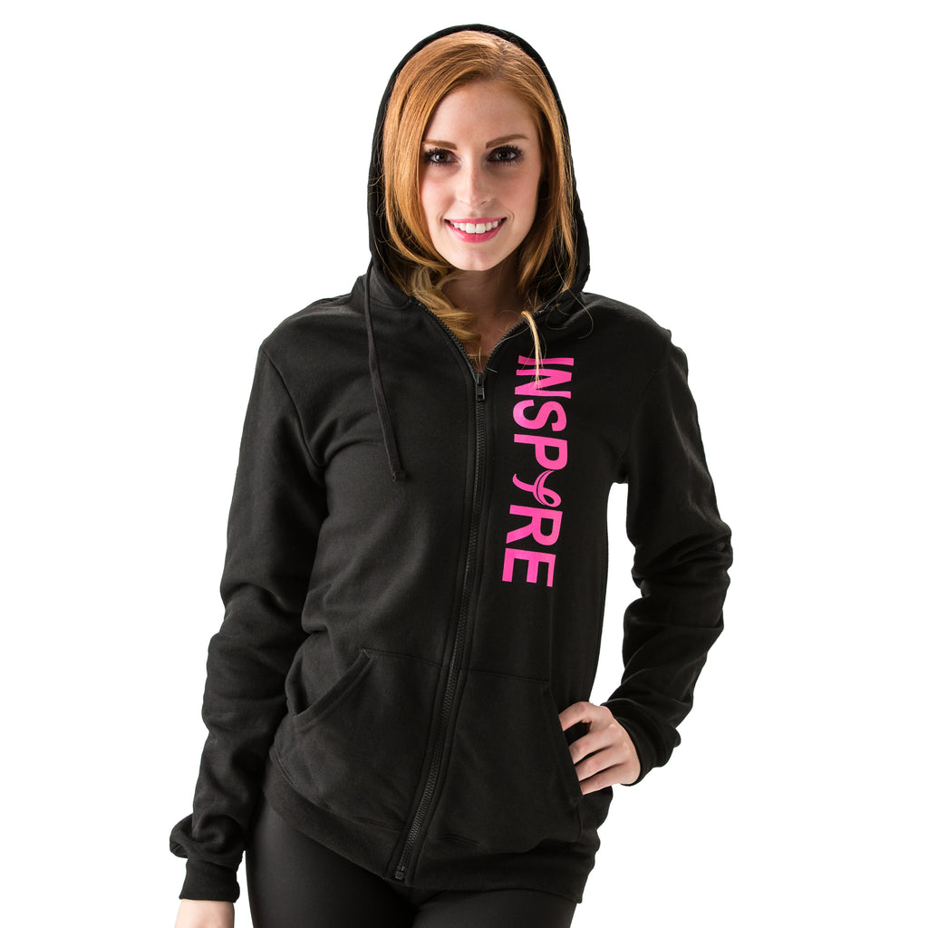 Inspire Unisex Breast Cancer Awareness Zip-up Hooded Sweatshirt